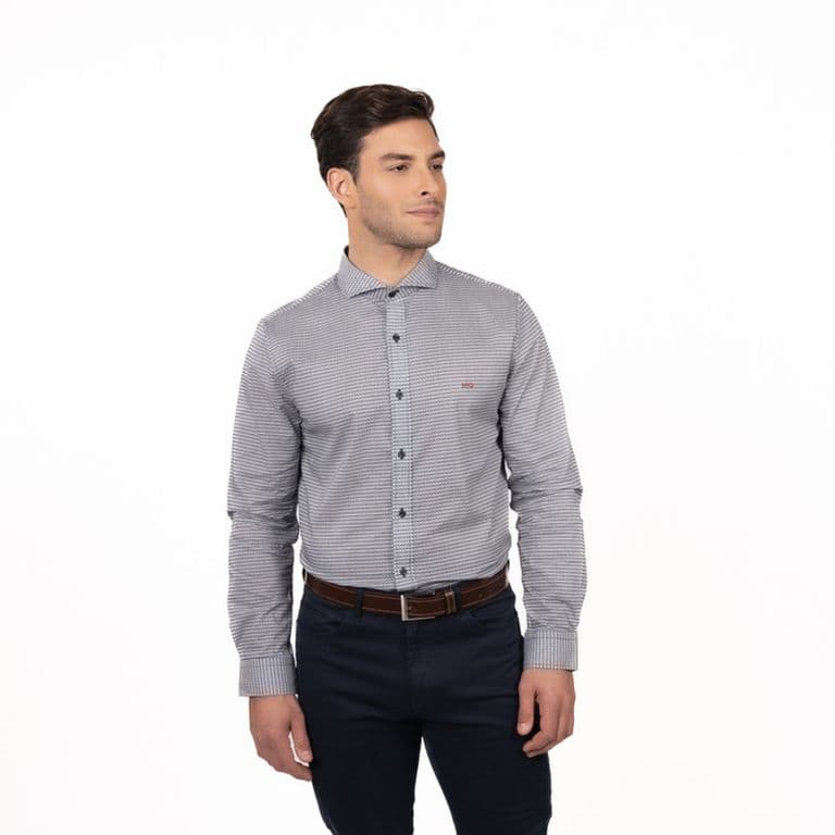 Camisa Tribeca Estampada Comfort Fit Azul Marino S