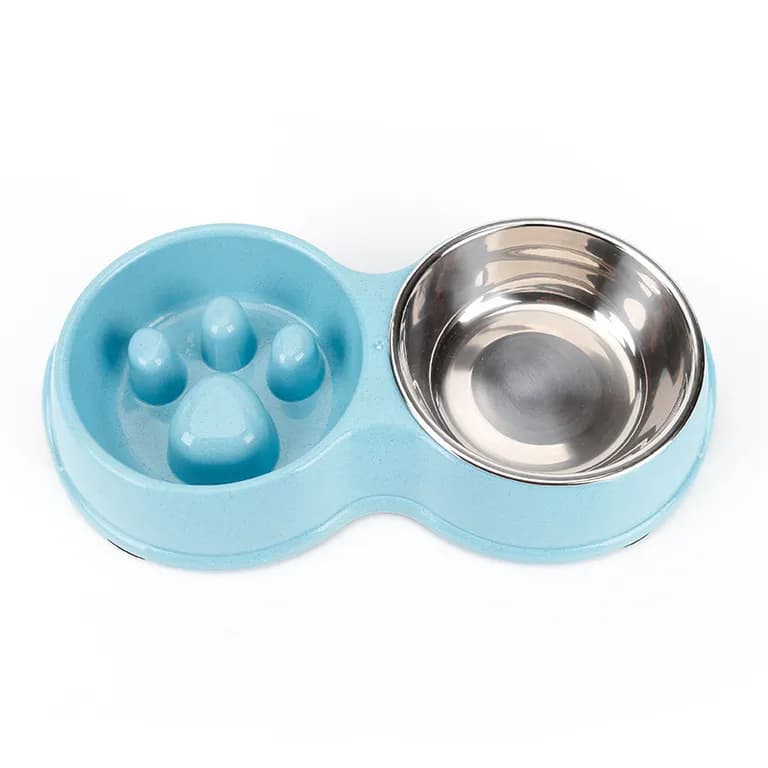 Plato Comida agua Mascotas Anti-ansiedad Perro Gato Azul