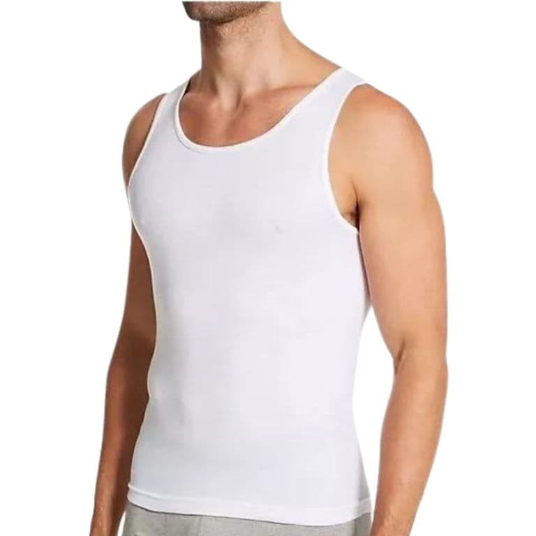 Pack 2 Camiseta Sin Manga Hombre Algodon Musculosa 045 Blanco M