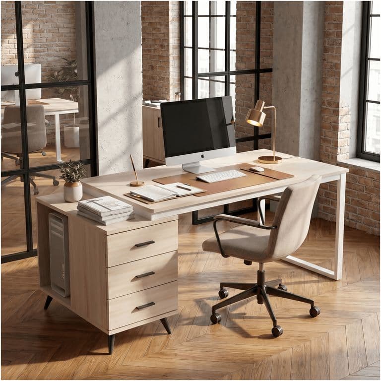 Escritorio Moderno Con Cajoneras 140x60x75cm Para Oficina