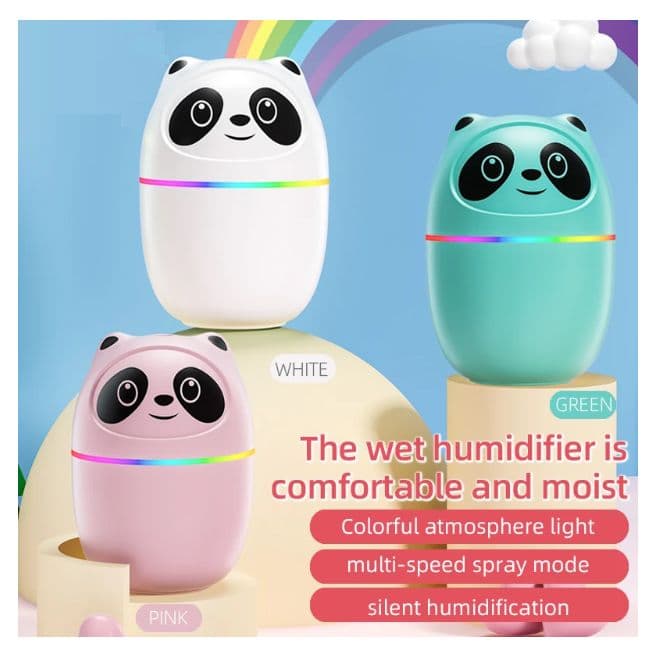 Humidificador Aromatico De Panda Con 6 Esencias Blanco...