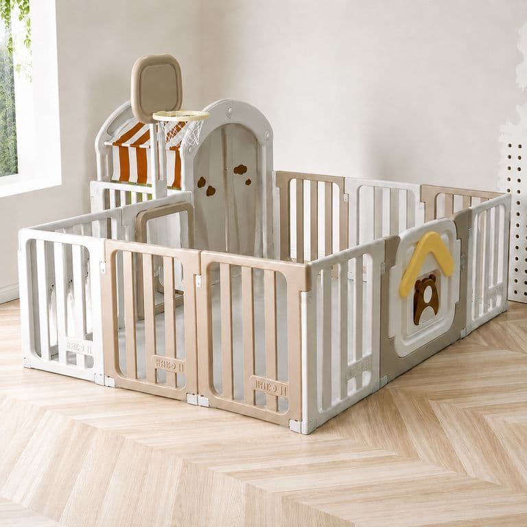 Corral infantil plegable mas Aro de Baloncesto con Casita