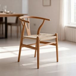 Silla Wishbone Madera De Haya Para Comedor Natural