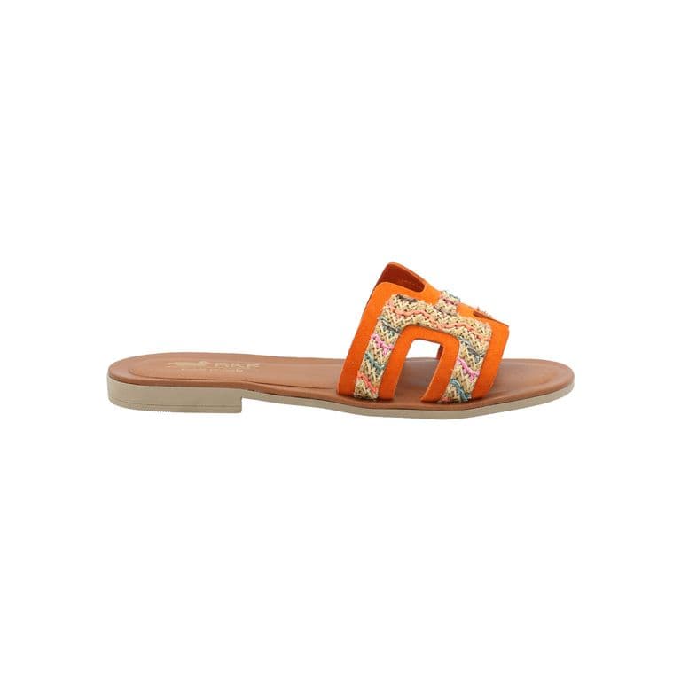 Sandalia Cuero Mujer Eleboro Multicolor Naranjo 35