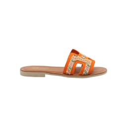 Sandalia Cuero Mujer Eleboro Multicolor Naranjo 36