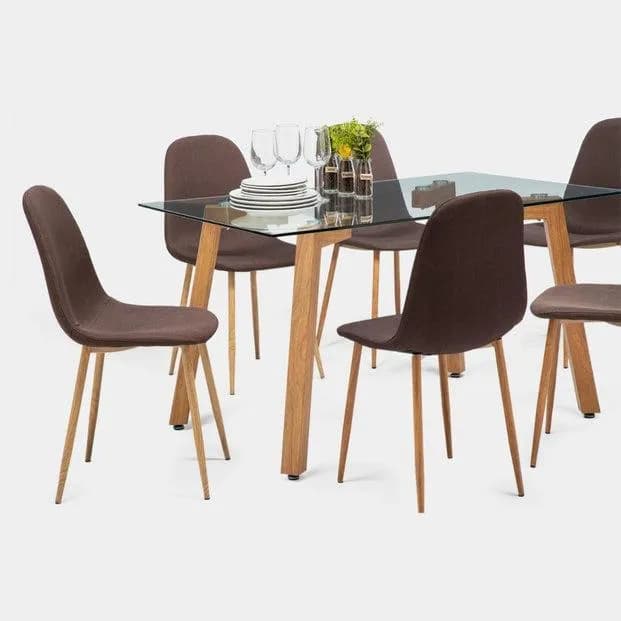 Comedor mesa Jockey natural + 6 sillas Cross naturalcafe