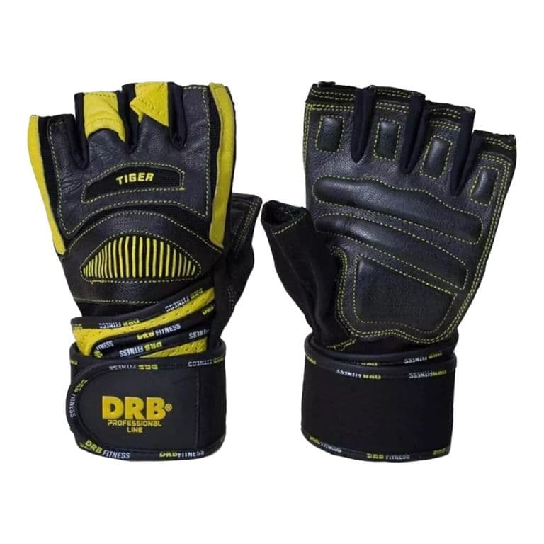 Guantes Pesas Gym Entrenamiento Gimnasio Tiger Pro Cuero Amarillo S