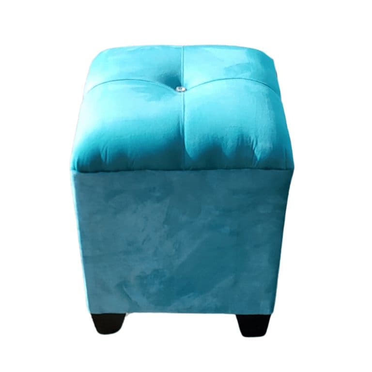 Pouf Turquesa Boton Diamante 35x35x42 Muebles Rimar