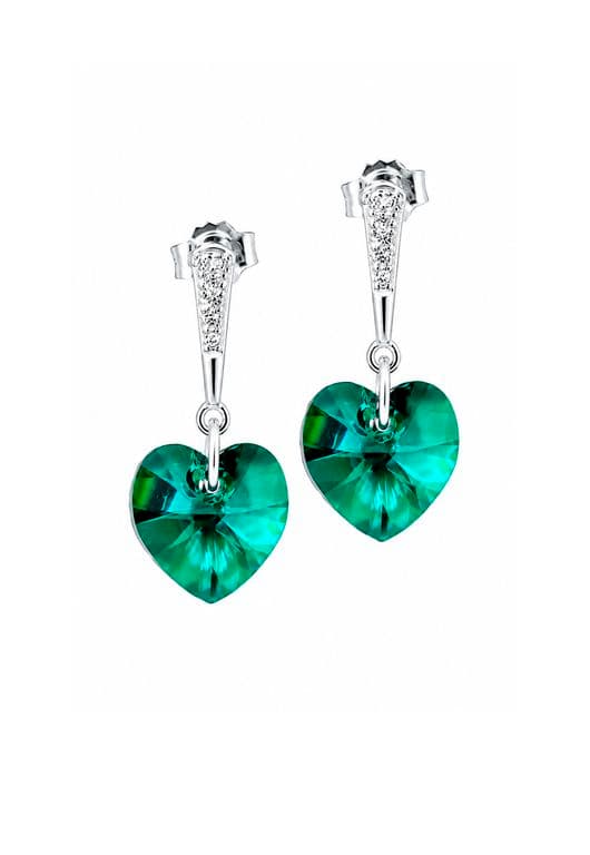 Aros Romance Plata 925 creado con cristales de Swarovski Emerald Verde TALLA UNICA