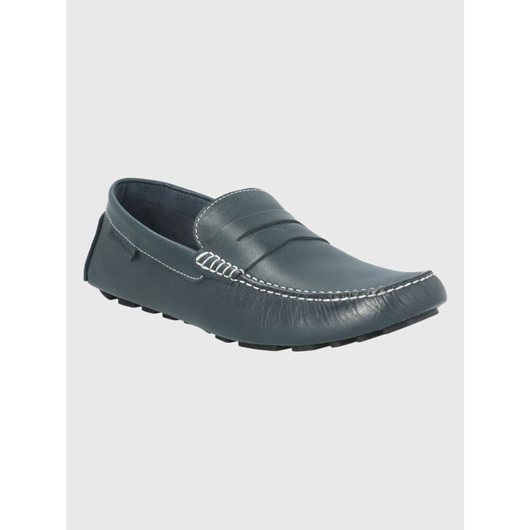 Mocasin Cuero Azul Oscuro Hombre Lotus Azul Francia 41