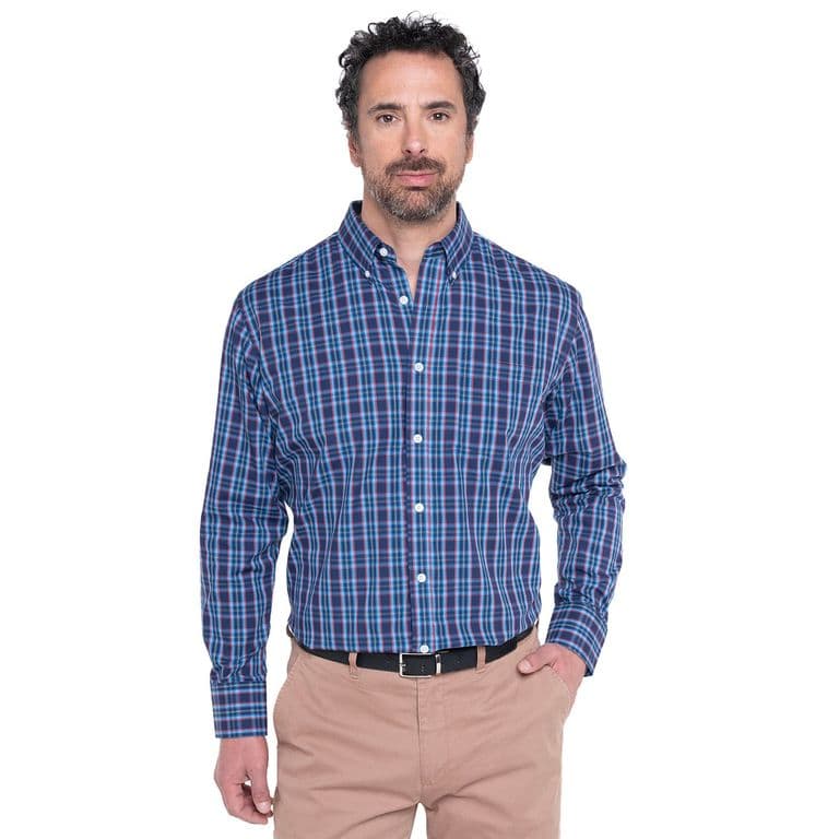 Camisa Fantasia Premium Manga Larga Boton Cuello Azul Marino 52