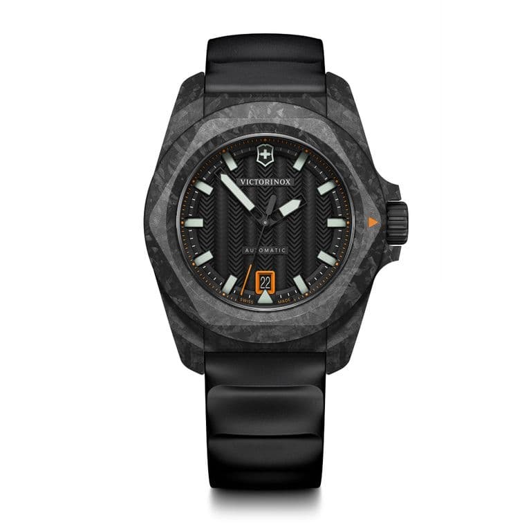 Reloj INOX Carbon Automatico correa caucho Negro TALLA UNICA