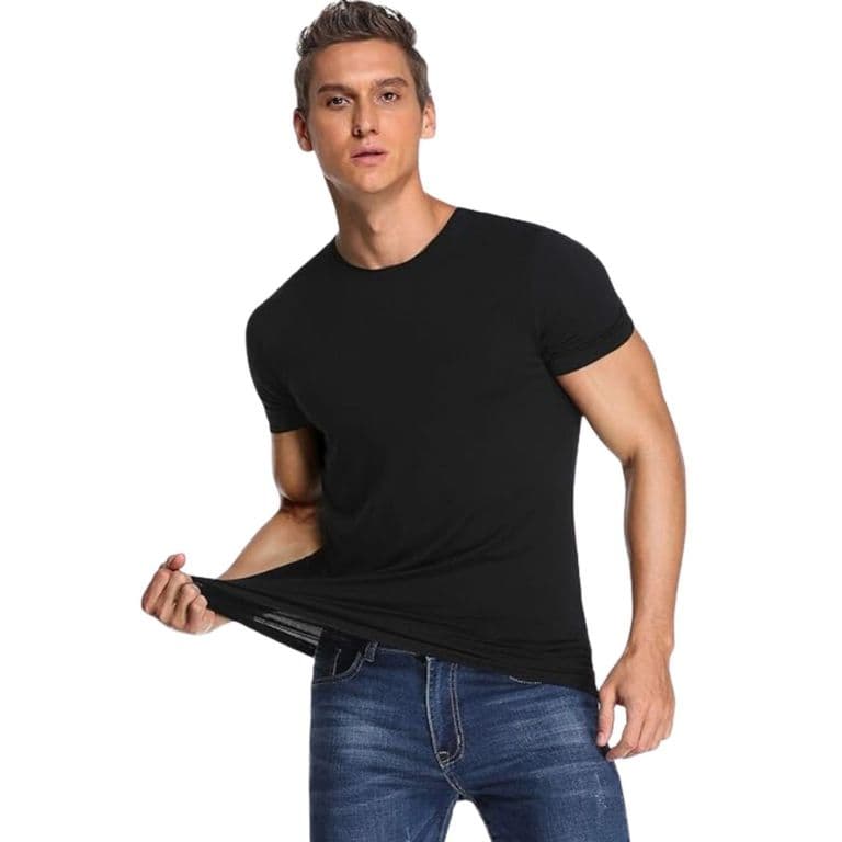 Camiseta Hombre Manga Corta Cuello Polo Fibra Bambu 494 Negro XL/2XL