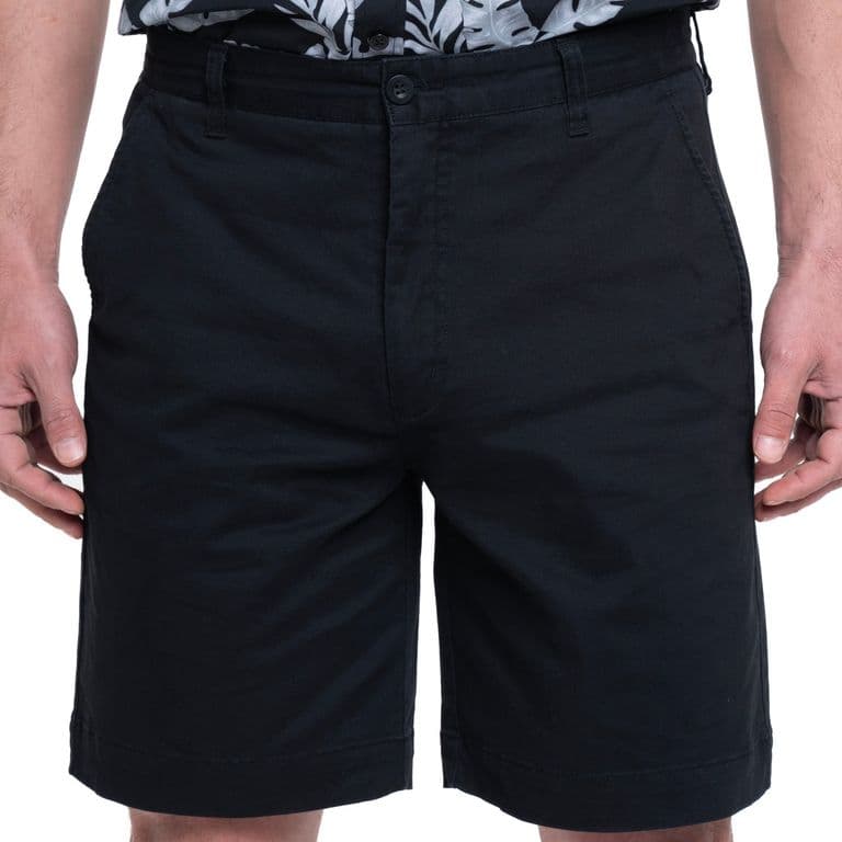 Bermuda Gabardina Frente Plano Negro 44