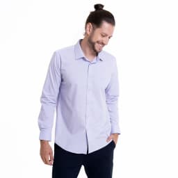 Camisa Celeste Hombre Manga Larga Slim Fit Lisa Gran Via Lila XL