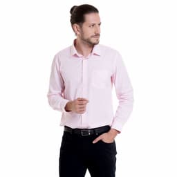 Camisa Rosa Manga Larga Algodon Serrano Blanco XL