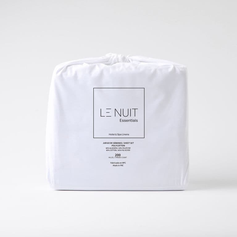 Sabanas 1,5 Plazas Polycotton Percale 200 Hilos Essentials Liso Blanco