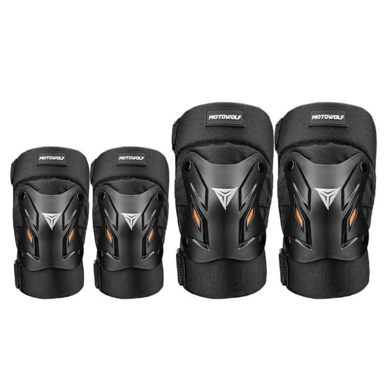 Pack Rodilleras y Coderas Negras Con Correas Ajustables MOTOWLOF 1034-Y
