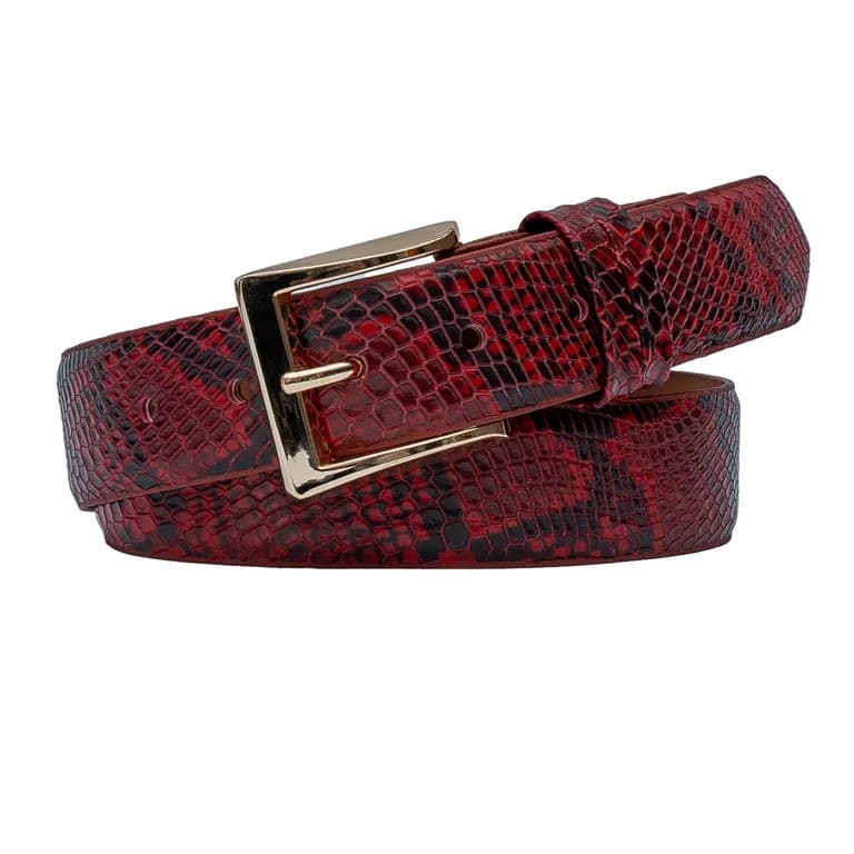 Cinturon Femenino Modelo Loredana Cuero natural Rojo S
