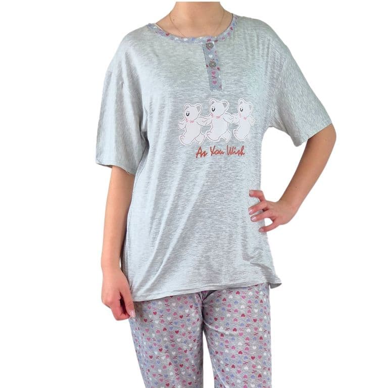 Pijama Mujer Verano Manga Corta y Pantalon 537 Gris Claro M