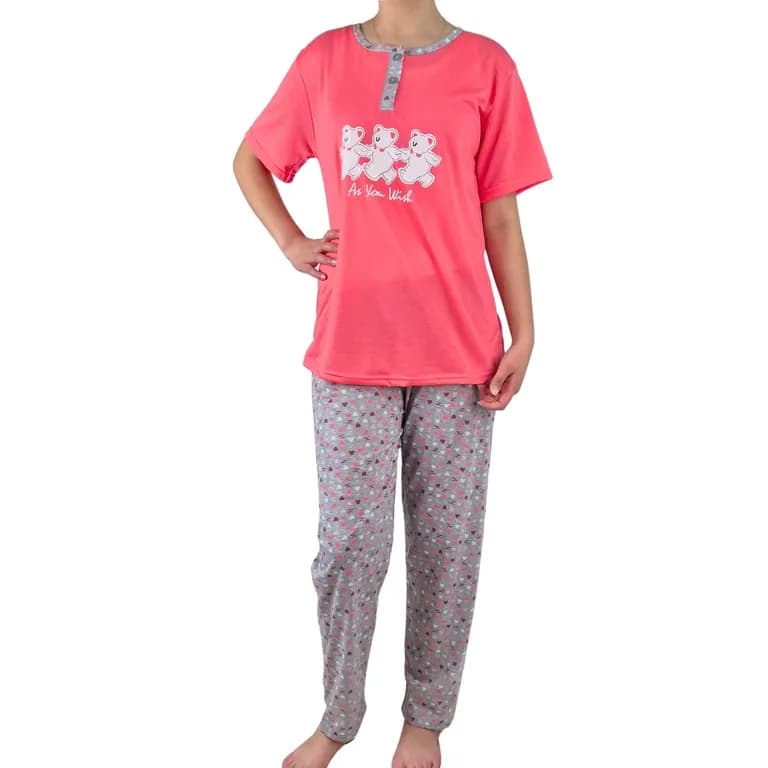 Pijama Mujer Verano Manga Corta y Pantalon 537 Coral M