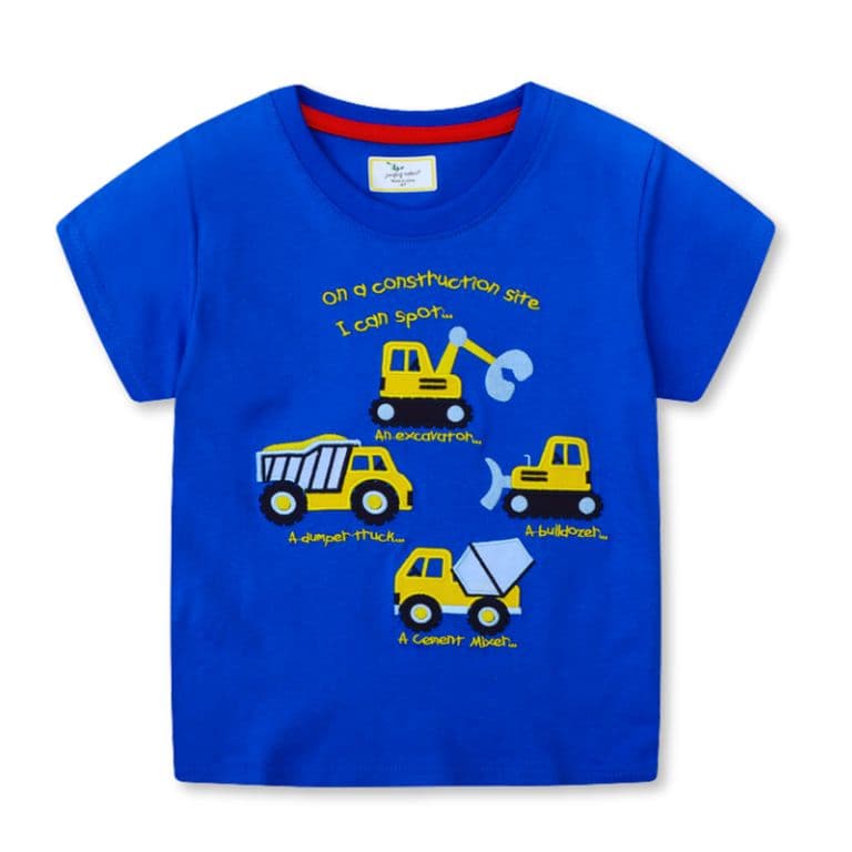 Polera Nino Algodon Manga Corta Autos Amarillos Azul 2