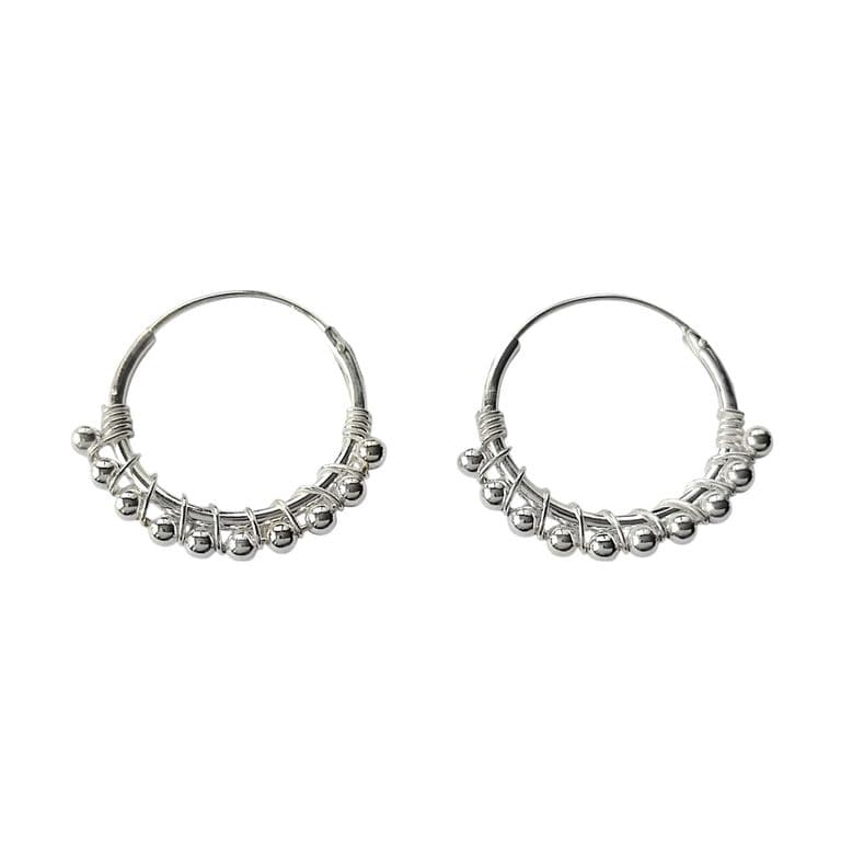 Aros Argolla Alba Pelotitas 16mm Plata Fina 925 Plateado TALLA UNICA