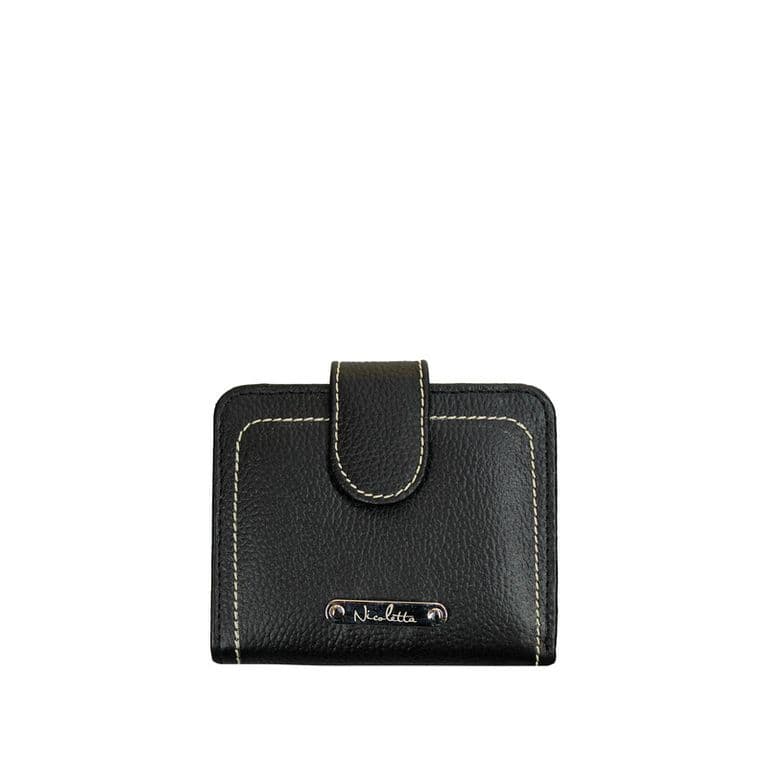 Billetera de Mujer Negro 100% cuero genuino Negro TALLA UNICA
