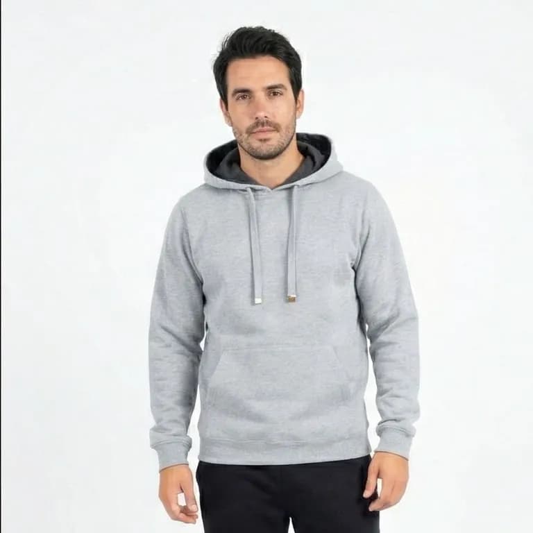 Poleron Hoodie Canguro Manga Larga Unisex Gris M