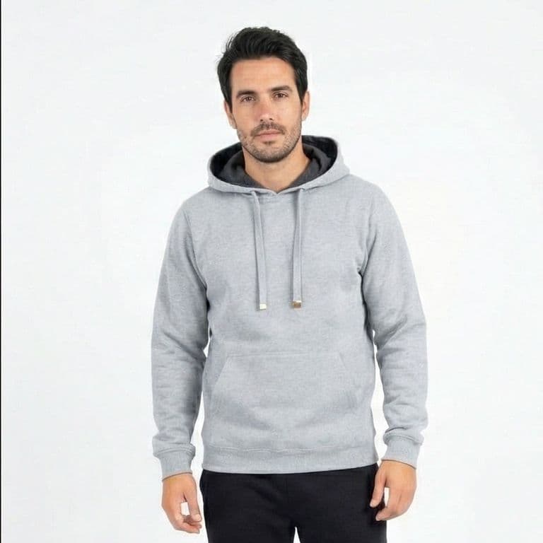Poleron Hoodie Canguro Manga Larga Unisex Gris XL