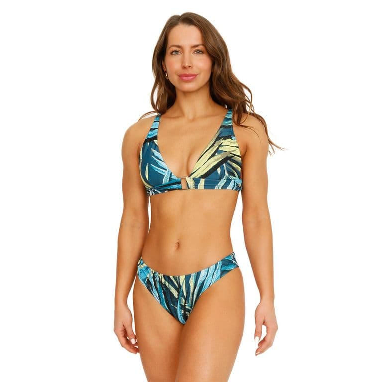 Traje de Bano Mujer Bikini Laura Hojas Azul - Azul Azul XL