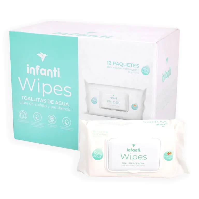 Wipes Toallas Humedas Water - Caja 12 paquetes 960 unidades
