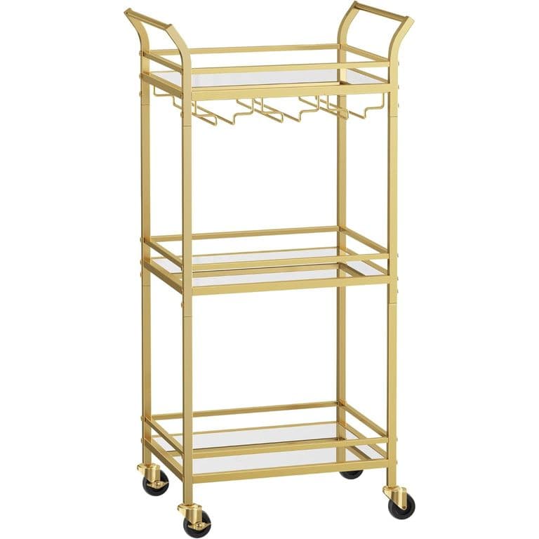 Carro Auxiliar Organizador Bar Cocina 3 Niveles Dorado Reika