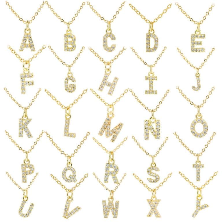 Collar Bano Oro 18k Letra Inicial Brillitos W TALLA UNICA