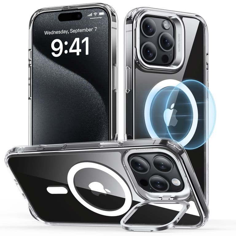Carcasa Para iPhone 16 Pro Max Hybrid Stash Stand Transparente