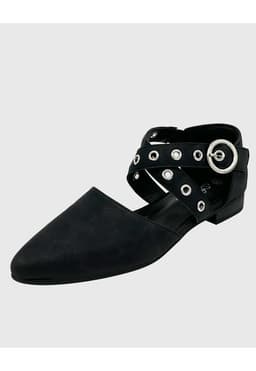 Ballerina para Mujer con Hebilla de Punta Redonda Ecocuero Negro Negro 41