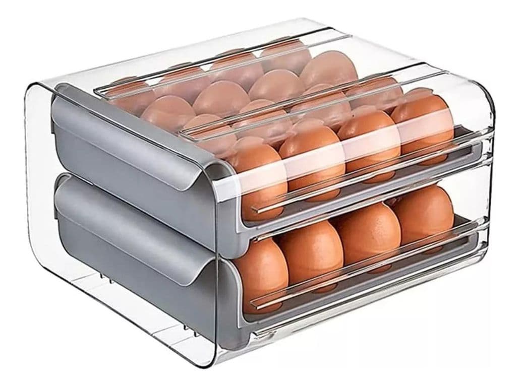 Organizador Portahuevos 2 Niveles 32 Huevos 26x23 CM Gris