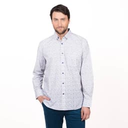 Camisa Trevira Estampada Regular Fit Blanco S