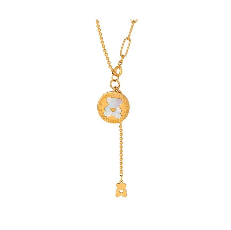 Collar Bano Oro 18k Osito Nacar Dorado TALLA UNICA