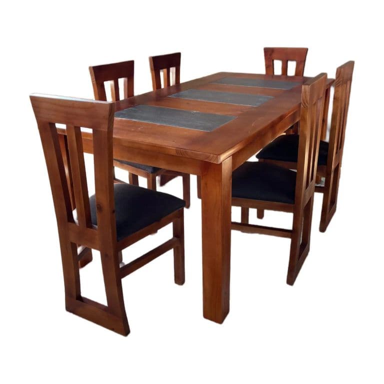 Comedor Elegant Koliat ceramica gris 6S Nogal
