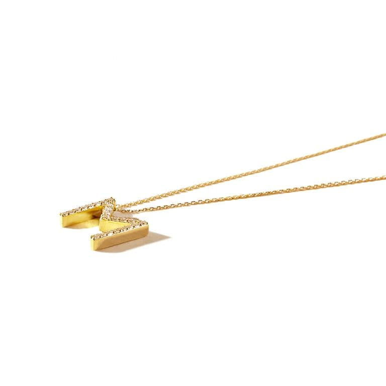 Collar Oro 18kt Diamantes Letra M con 13 Pts Amarillo 50