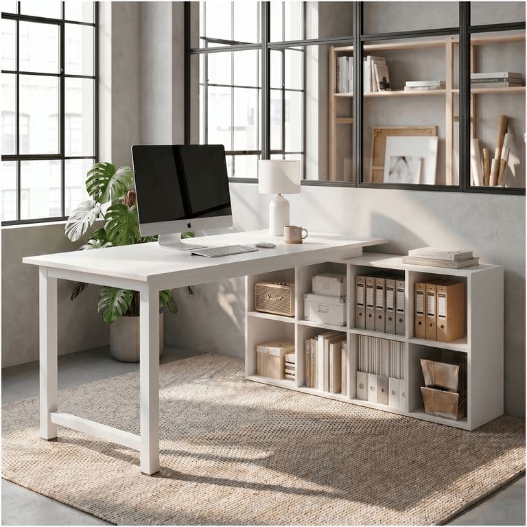 Escritorio Forma L Oficina Con Cajonera Intercambiable 140cm