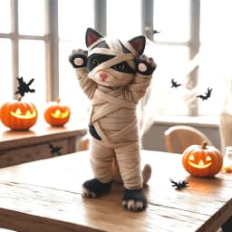 Gato Momia 30 Cm Decoracion Halloween Estatua F&m