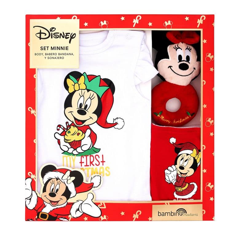 Set 3 Piezas Navidad Disney Rojo Nina Minnie 0 - 3 Meses Rojo 0-3 MESES