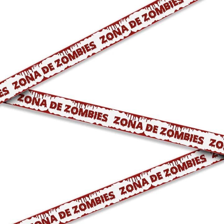 Cinta De Advertencia 6mts Zona De Zombies Deco Halloween F&m