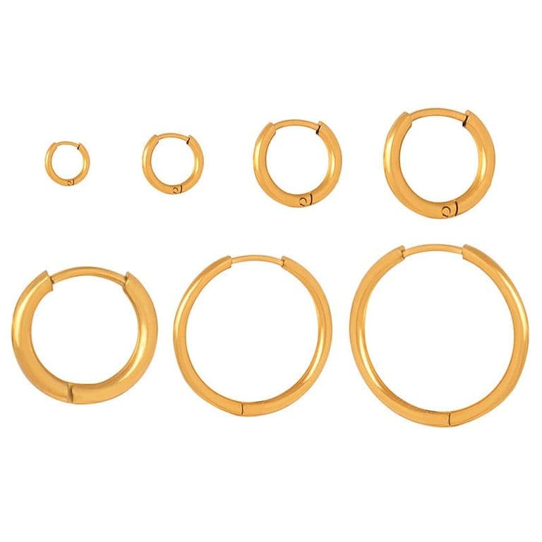 Aros Bano Oro 18k Argollas Lisas 17mm Dorado TALLA UNICA