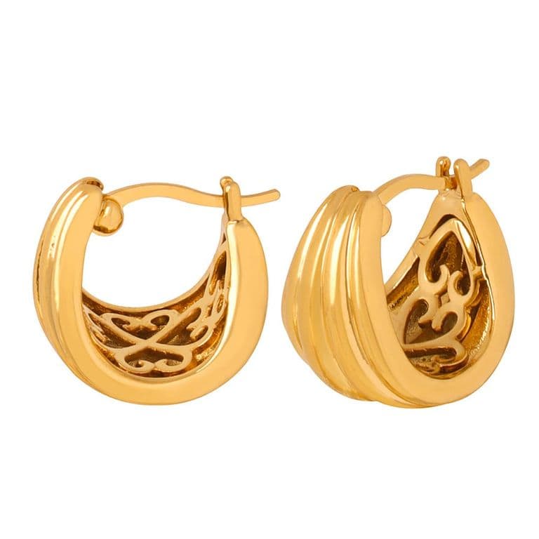 Aros Bano Oro 18k Argollas Diseno X5 Dorado TALLA UNICA