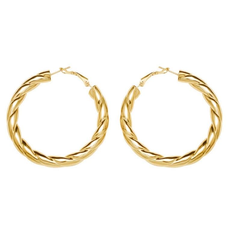 Aros Bano Oro Amarillo 18k Enroscados L Dorado TALLA UNICA