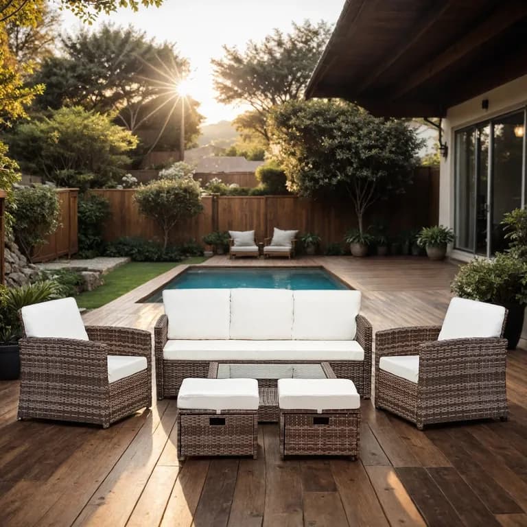 Juego de Living de Terraza lbiza 7 Personas - Modernos Marron