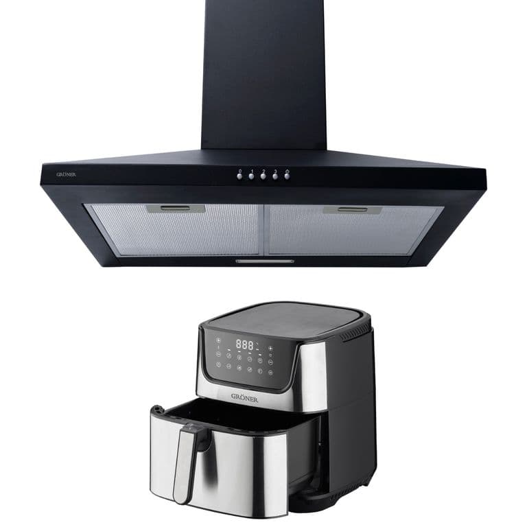 Kit Freidora de Aire Digital 7L + Campana Piramidal Groner Black 60 cm